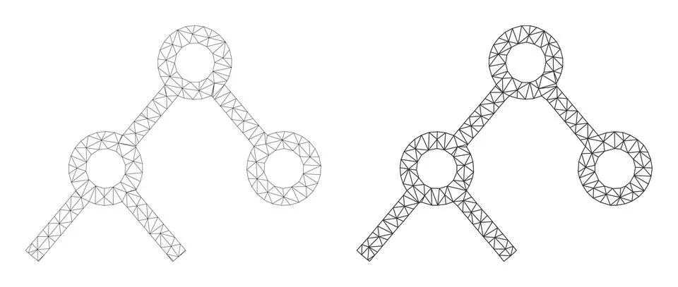 Mesh Binary Links Icon Variants in Polygonal Wire Frame Vector Style 스톡 일러스트