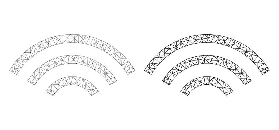 Mesh Broadcasting Waves Icon Versions in Polygonal Flat Vector Style Stock Illustration