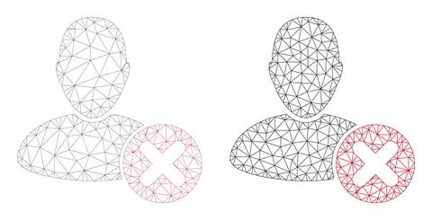 Mesh Cancel User Icon Variants in Polygonal Network Vector Style Stock Illustration