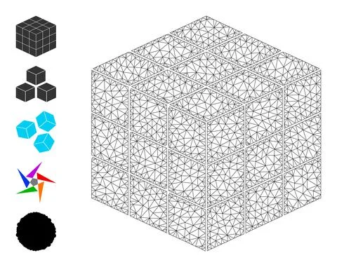 Mesh Carcass 3X3X3 Cube Icon イラスト素材