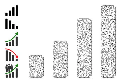 Mesh Carcass Bar Chart Icon 스톡 일러스트