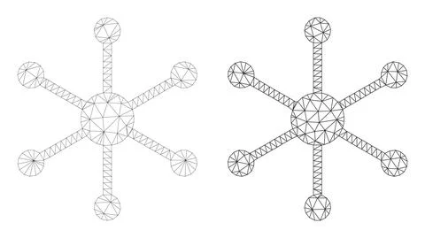Mesh Central Node Icon Variants in Polygonal Flat Vector Style Illustrazione stock