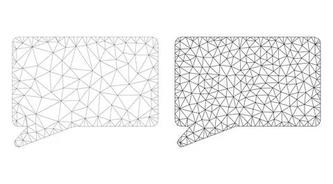 Mesh Chat Message Icon Versions in Polygonal Wire Frame Vector Style 스톡 일러스트