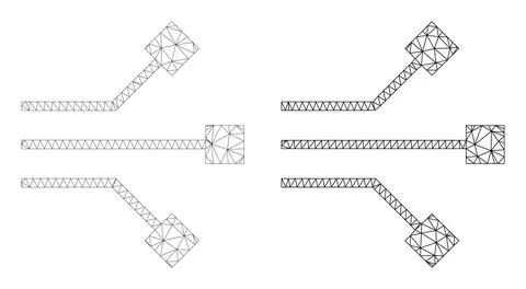 Mesh Circuit Nodes Icon Variants in Polygonal Flat Vector Style Illustrazione stock