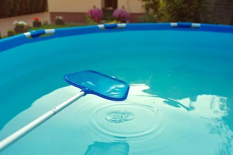 Mesh for cleaning and maintaining the pool Stock Photos