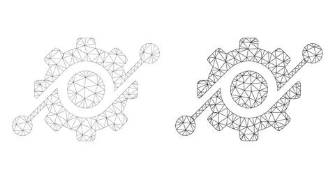 Mesh Clever Machine Icon Variants in Polygonal Wire Frame Vector Style Illustrazione stock