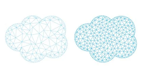 Mesh Cloud Icon Versions in Polygonal Flat Vector Style Stock Illustration
