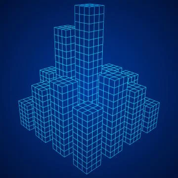 Mesh Cubes City Array イラスト素材