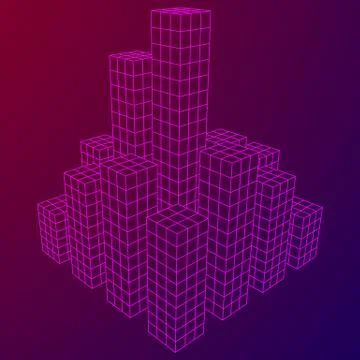 Mesh Cubes City Array Stock Illustration