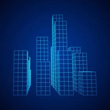Mesh Cubes City Array 스톡 일러스트