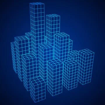 Mesh Cubes City Array Stock Illustration