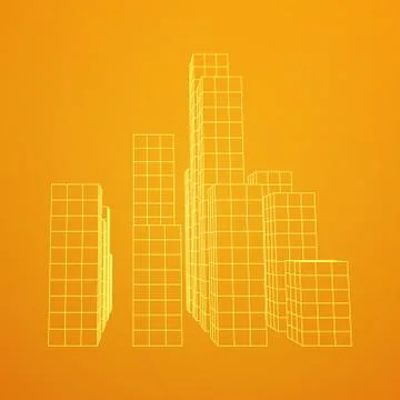 Mesh Cubes City Array Stock Illustration