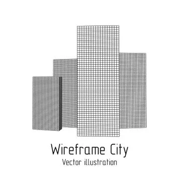 Mesh Cubes City Array Illustrazione stock
