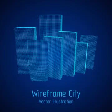 Mesh Cubes City Array 스톡 일러스트