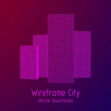 Mesh Cubes City Array Stock Illustration