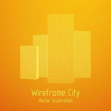 Mesh Cubes City Array Stock Illustration