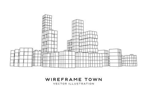 Mesh Cubes City Array Stock-Illustration