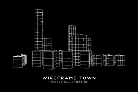 Mesh Cubes City Array Stock Illustration