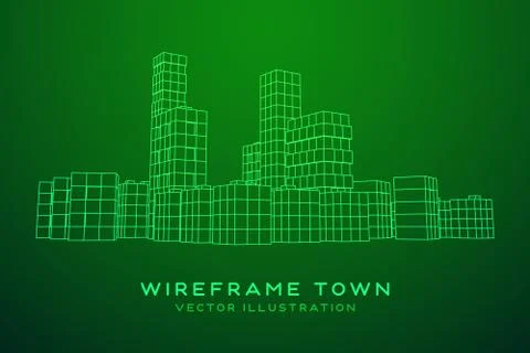 Mesh Cubes City Array Stock Illustration