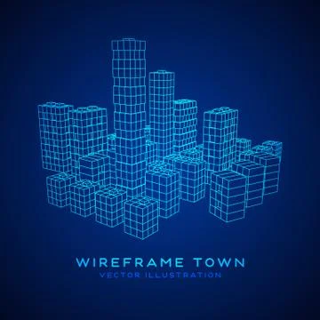 Mesh Cubes City Array Stock Illustration