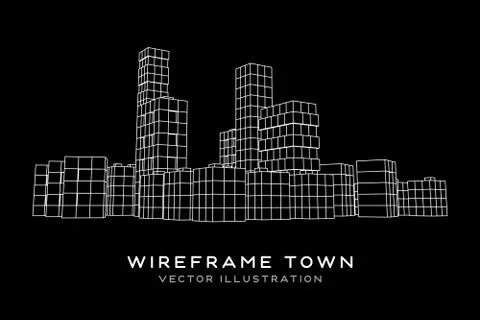Mesh Cubes City Array Stock Illustration