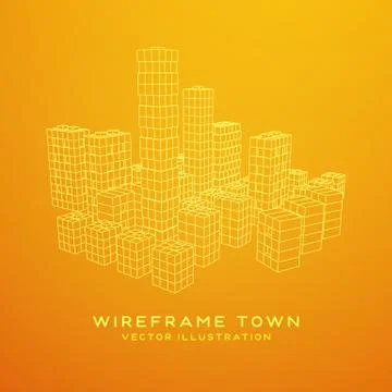 Mesh Cubes City Array 스톡 일러스트