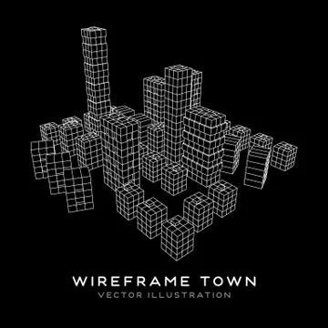 Mesh Cubes City Array Stock Illustration