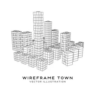 Mesh Cubes City Array Illustrazione stock