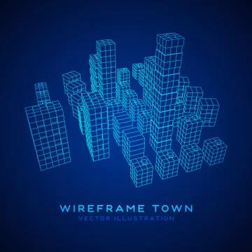 Mesh Cubes City Array Stock Illustration