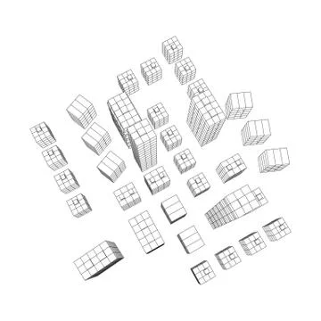 Mesh Cubes City Array Illustrazione stock
