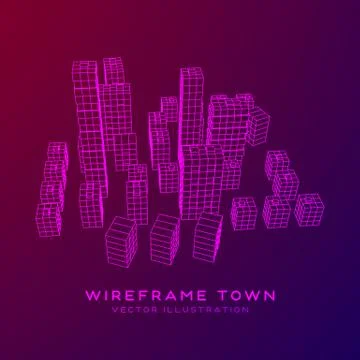 Mesh Cubes City Array Stock Illustration