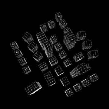 Mesh Cubes City Array Stock Illustration