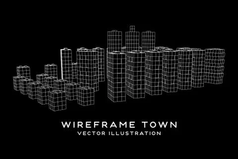Mesh Cubes City Array Stock Illustration