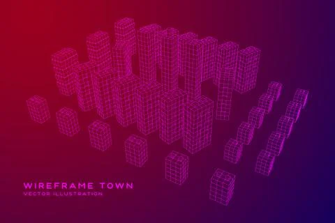 Mesh Cubes City Array Stock Illustration