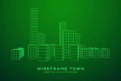 Mesh Cubes City Array Illustrazione stock