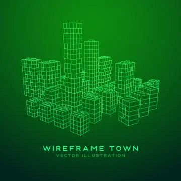 Mesh Cubes City Array Stock Illustration
