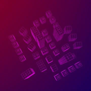 Mesh Cubes City Array Illustrazione stock