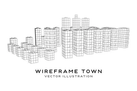 Mesh Cubes City Array Stock Illustration