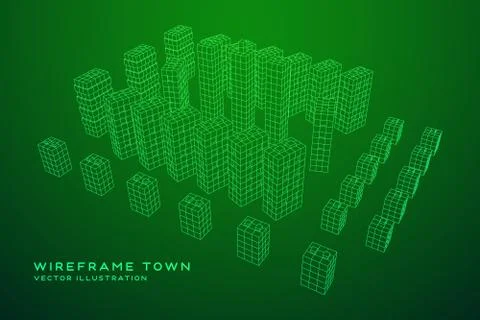Mesh Cubes City Array Stock Illustration