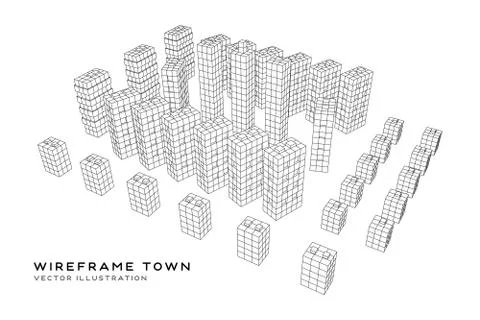 Mesh Cubes City Array Stock Illustration