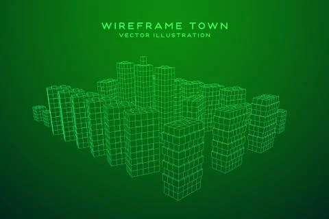 Mesh Cubes City Array Stock Illustration