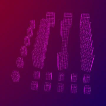 Mesh Cubes City Array 스톡 일러스트