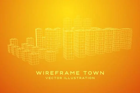 Mesh Cubes City Array Stock Illustration