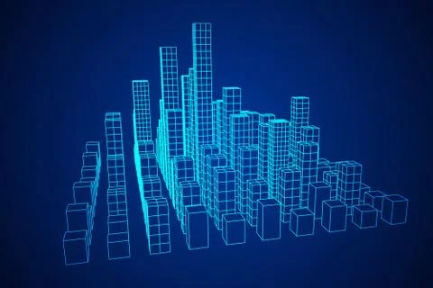 Mesh Cubes City Array Stock Illustration