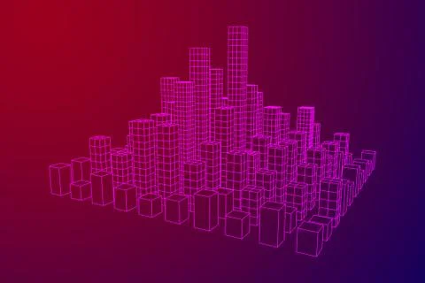 Mesh Cubes City Array Illustrazione stock