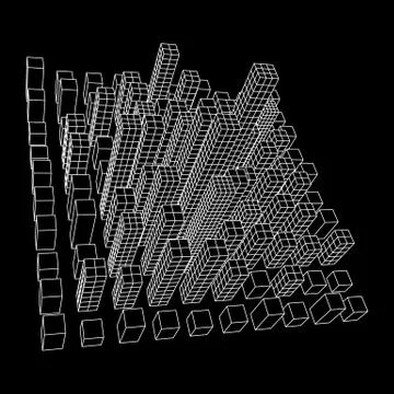 Mesh Cubes City Array Illustrazione stock
