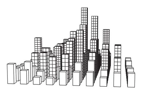 Mesh Cubes City Array Stock Illustration