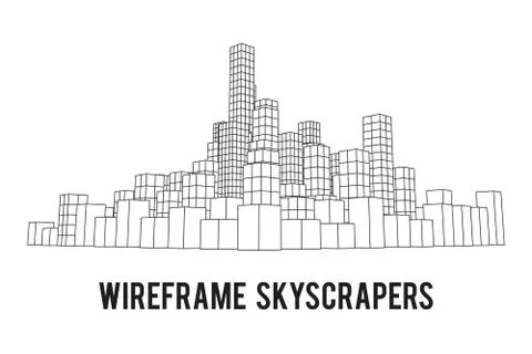 Mesh Cubes City Array Stock Illustration