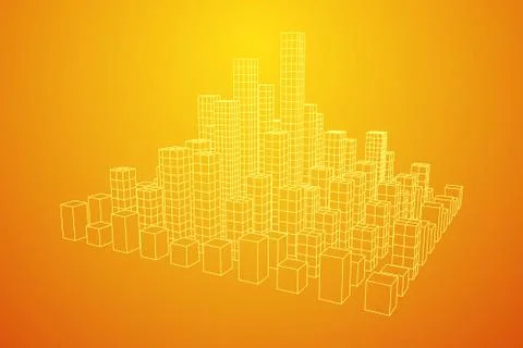 Mesh Cubes City Array Stock Illustration