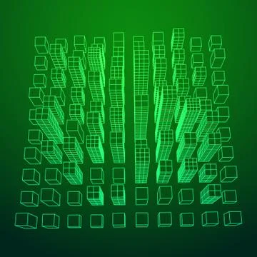Mesh Cubes City Array Stock Illustration